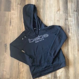 Juniors small Black Bebe Sport embroidered logo hoodie NWOT